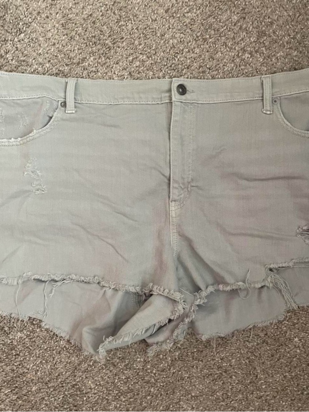 aerie DayDream Light Gray Distressed Denim Cutoff Shorts